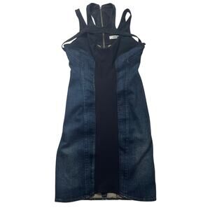 Helmut Lang Denim Bodycon Sheath Dress Size 10 Women's